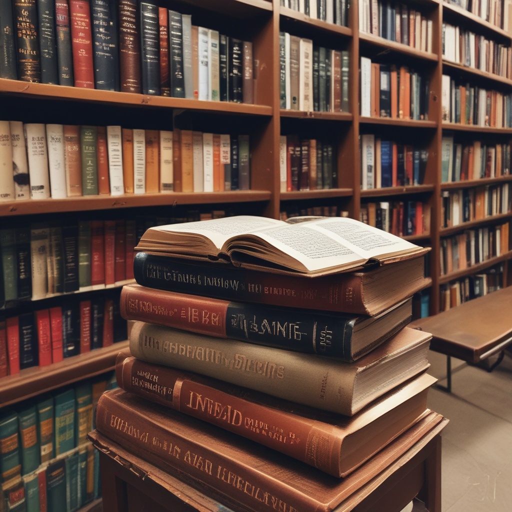 Books on a desk beside the literatures.